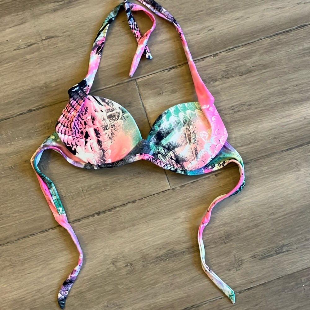 San Lorenzo Revolve Brazil Demi balconette neon snake print underwire top S